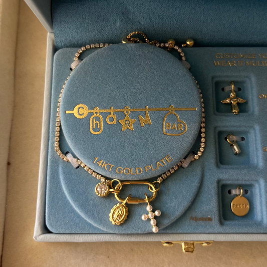 Charms Bar Pulsera Zircones