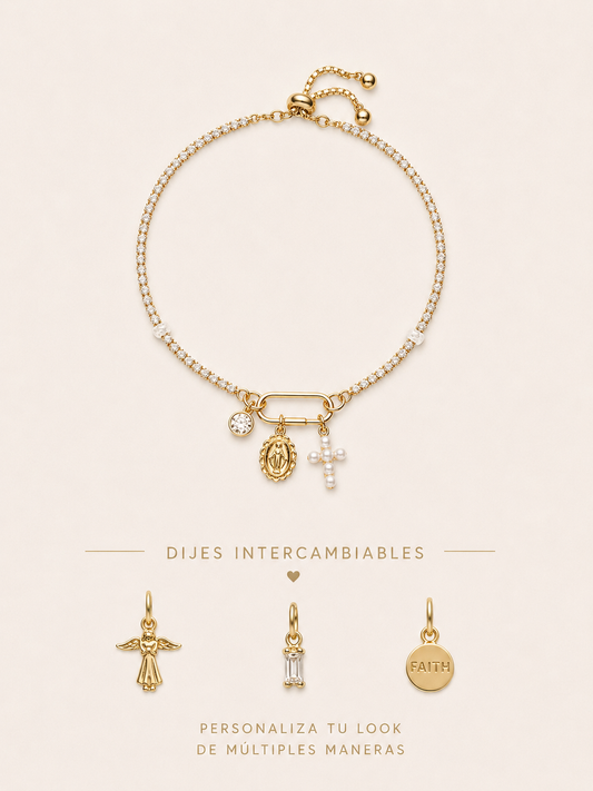 Charms Bar Pulsera Zircones