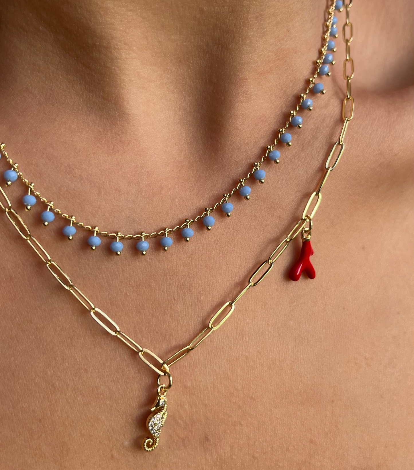 Collar Coral y Caballito de Mar