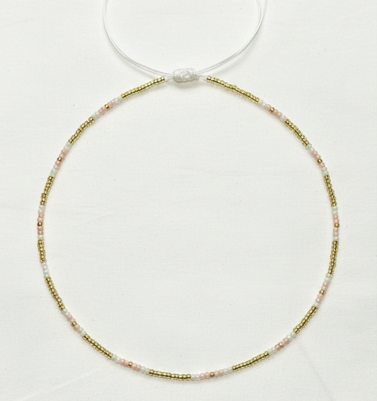Collar Miyuki Dorado - Blanco - Rosado